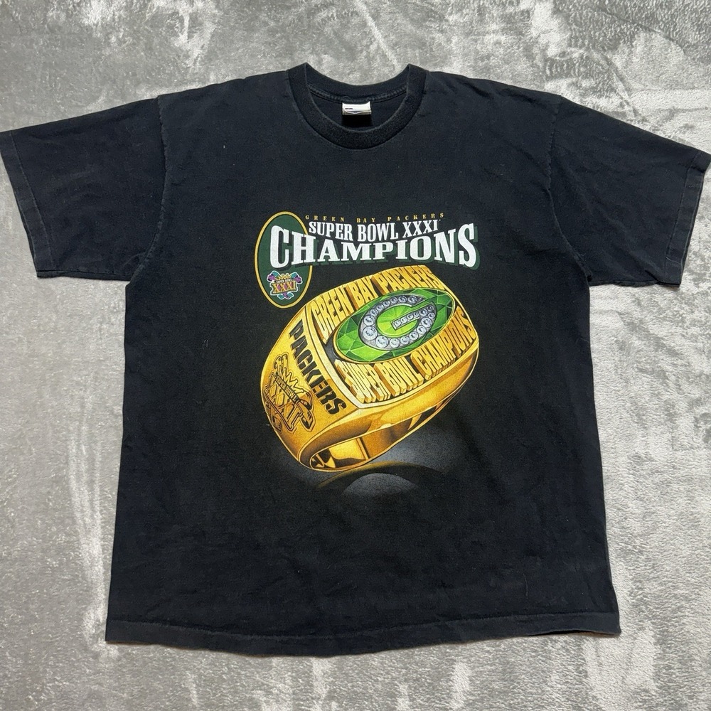 Vintage 90S Pro Player Green Bay Packers Super Bowl Champions USA T-Shirt XXL